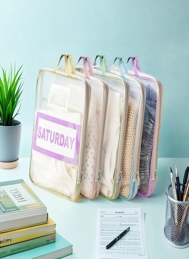 NUOLUTH Weekly Clothes Organizer For Kids:7 Pack Colored Mesh Zipper Pouches A4 Size Breathable Storage Bags with Handles for Travel and Camping,kids travel essentials - Image 2